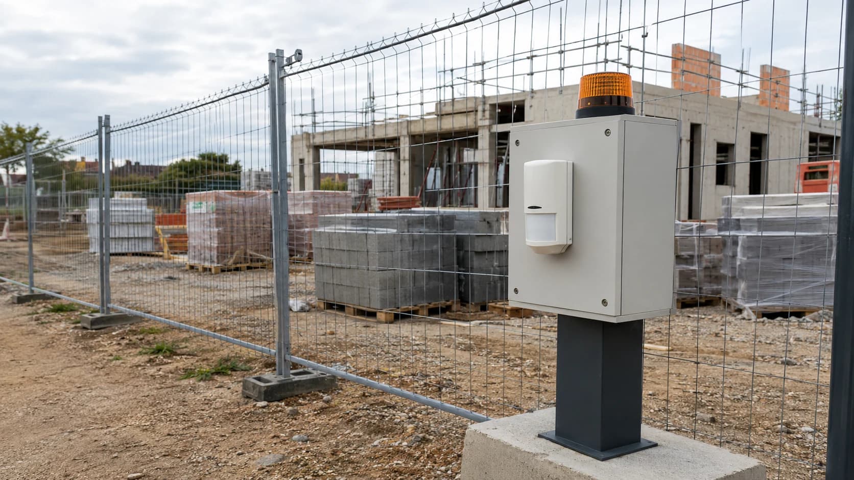 Installation illustrant Alarme autonome pour chantier, terrain et site isolé