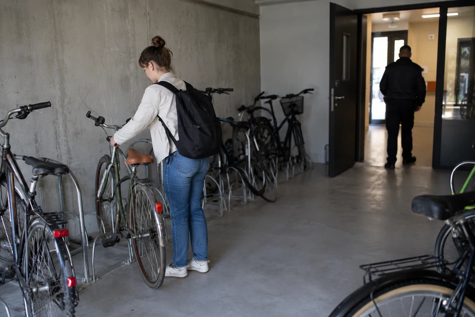 Illustration d’un local vélos commun de résidence étudiante fictive