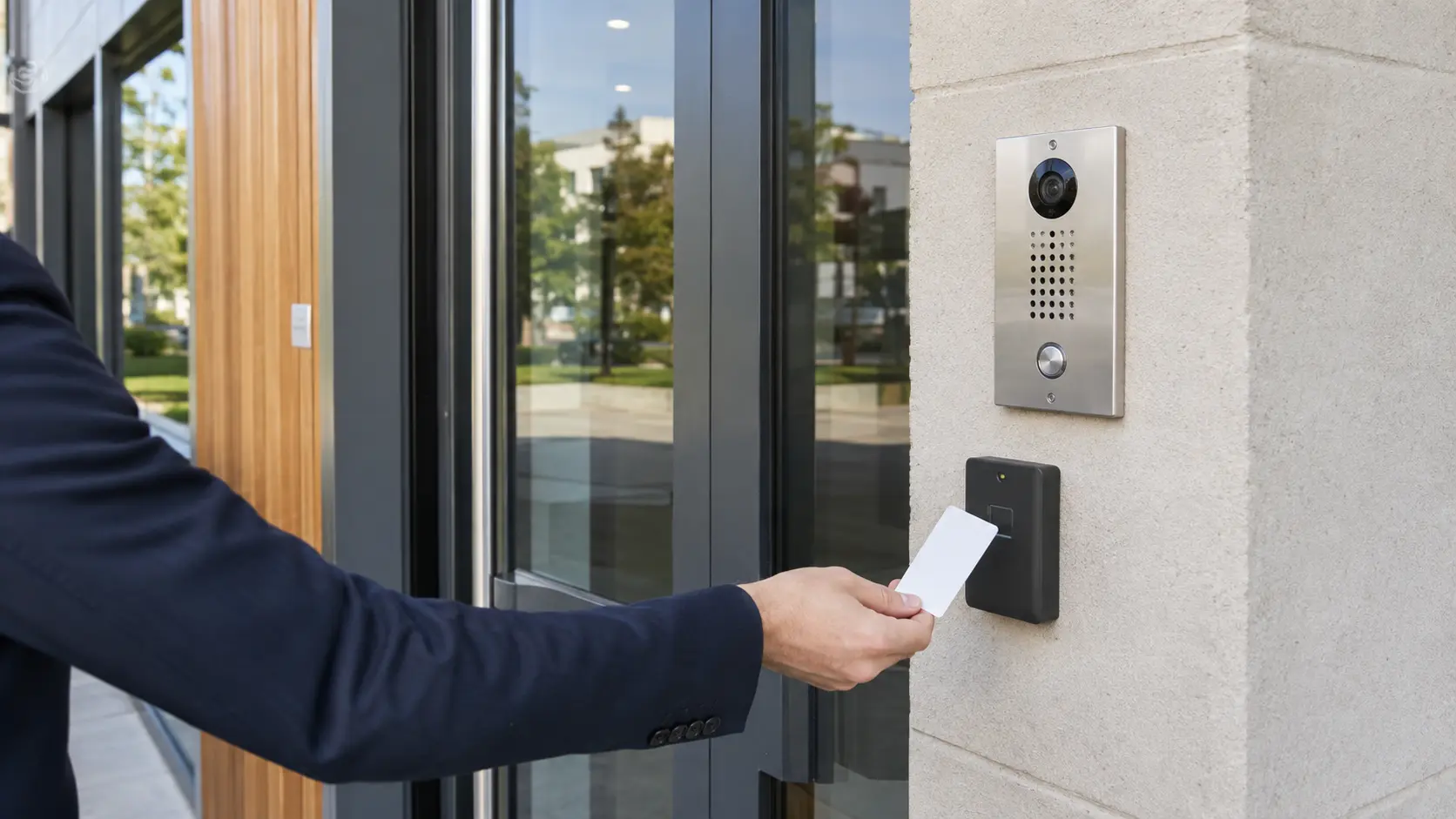 Commande d’ouverture par badge sur une porte vitrée