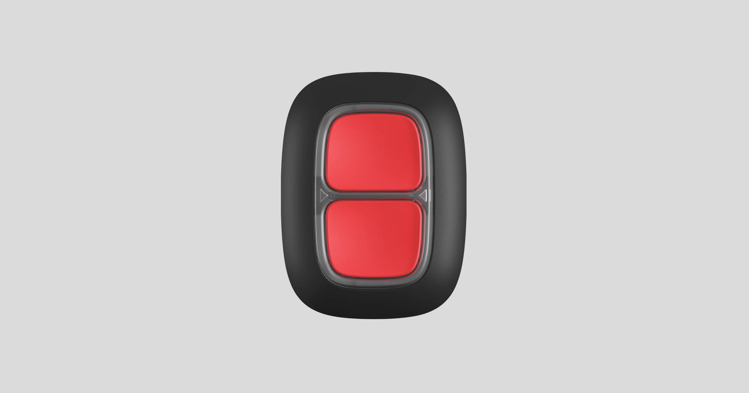 Vue fabricant du bouton agression sans fil Ajax DoubleButton noir avec deux touches rouges
