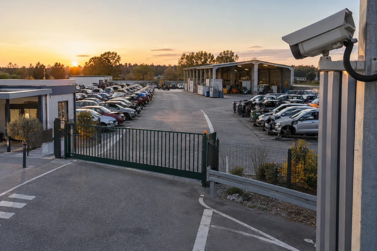Illustration réaliste : casses automobiles, espaces et accès correspondant à l’activité