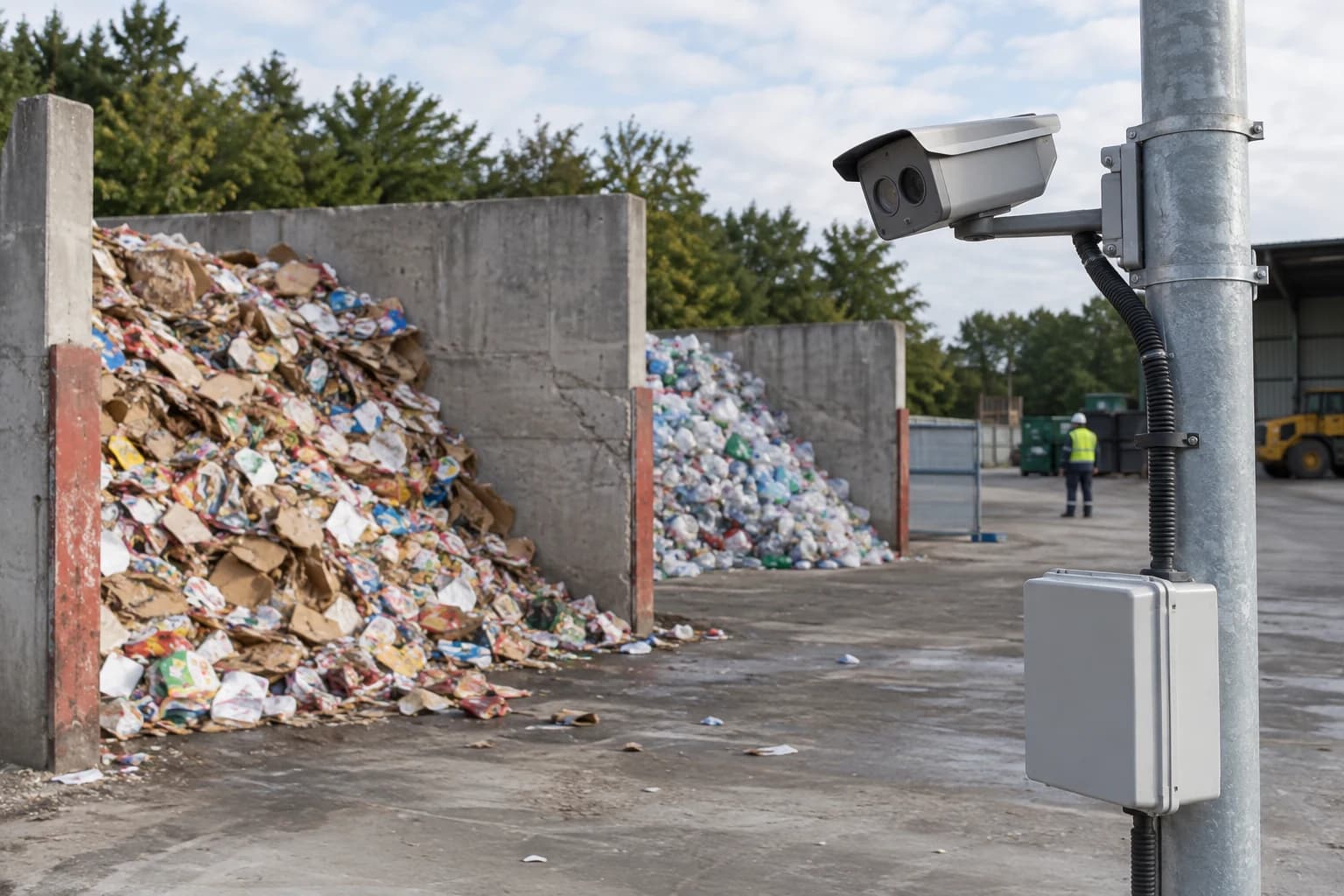 Illustration réaliste d’une alvéole de recyclage observée depuis l’extérieur