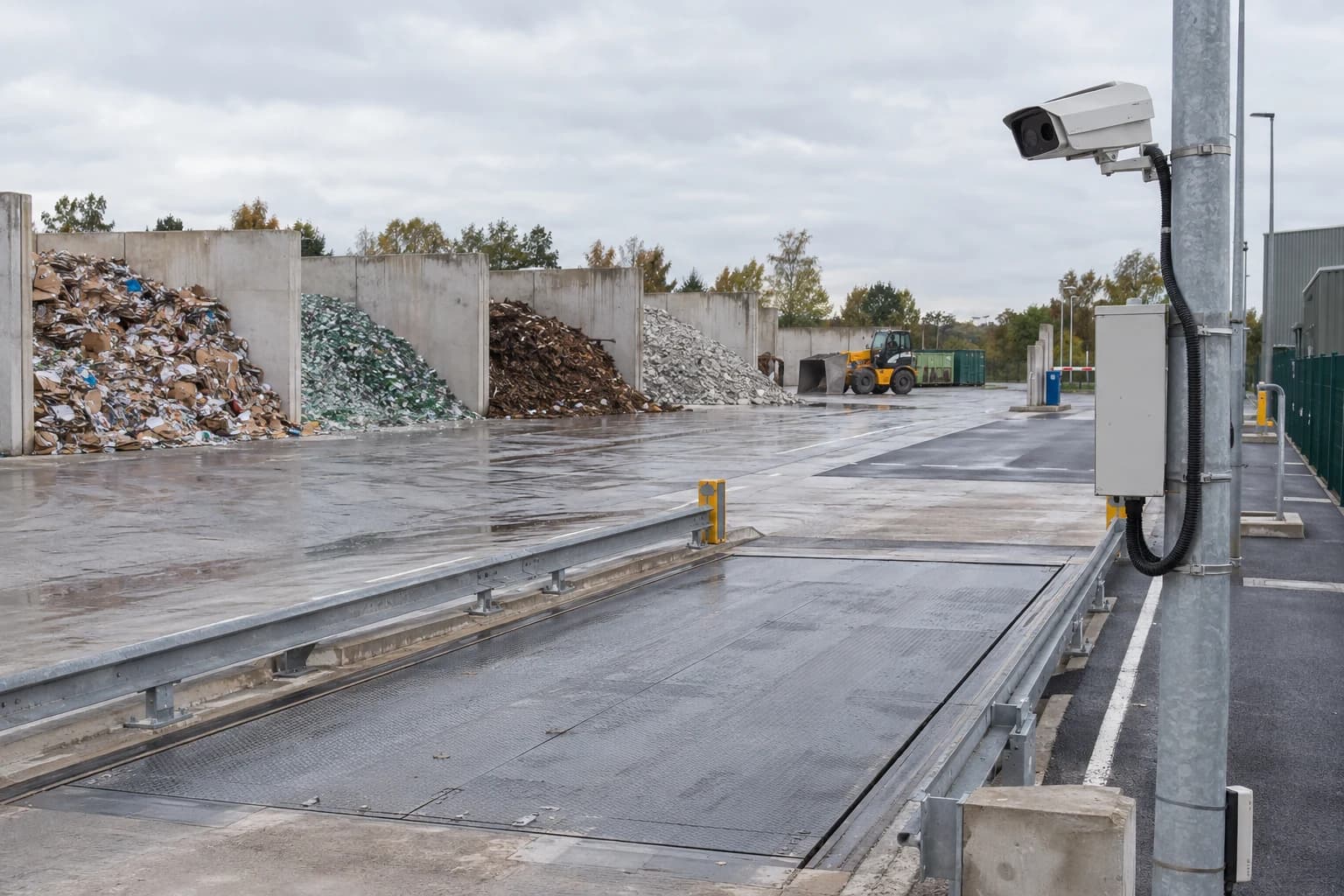 Illustration réaliste : centres de recyclage, espaces et accès correspondant à l’activité